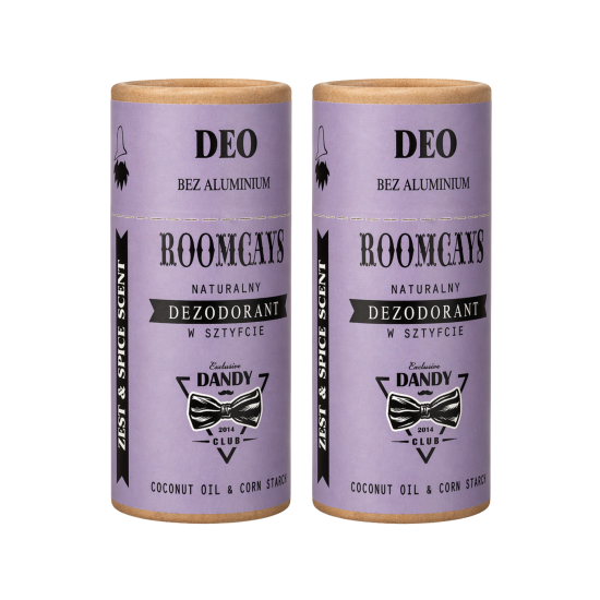 Naturalny dezodorant męski bez aluminium w sztyfcie Roomcays - Zest and spice - zestaw 2 szt.