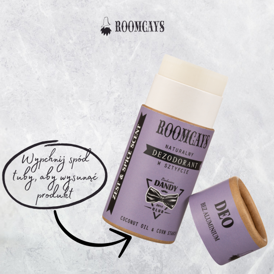 Naturalny dezodorant męski bez aluminium w sztyfcie Roomcays - Zest and spice - zestaw 3 szt.