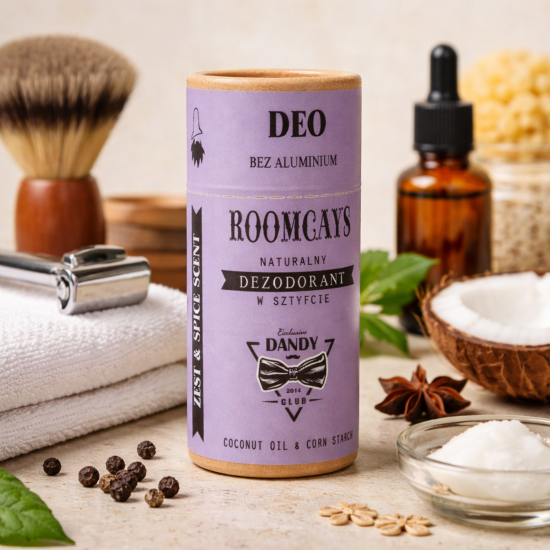 Naturalny dezodorant męski bez aluminium w sztyfcie Roomcays - Zest and spice - zestaw 3 szt.