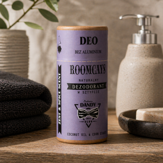 Naturalny dezodorant męski bez aluminium w sztyfcie Roomcays - Zest and spice - zestaw 3 szt.